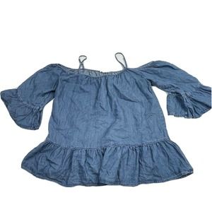 BeachLunchLounge Oversized‎ Women’s Size Small Flare Sleeve Cold Shoulder Top